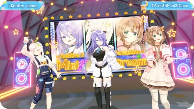 YouTubeライブ配信（3D）<br> VTuberはゲーム実況や歌、雑談やコラボ配信などバラエティ豊かなライブ配信を日々行う<br> オンラインライブや企画配信などは、クオリティの高い3Dキャラクターで配信することも