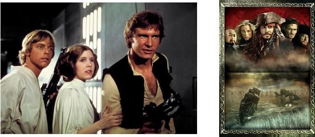 左・「スター・ウォーズ　新たなる希望」／右・「パイレーツ・オブ・カリビアン　ワールド・エンド」